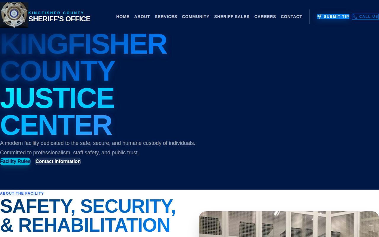 Kingfisher County Justice Center release verification and detention details